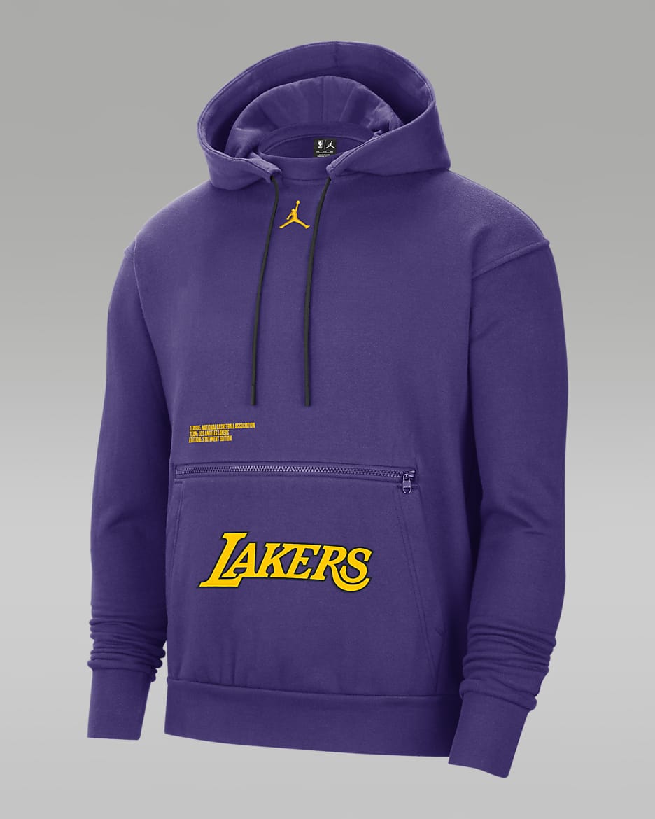 Los Angeles Lakers Courtside Statement Edition Men s Jordan NBA Fleece Pullover Hoodie. Nike